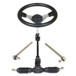 Steering Wheel Steel Kit Gear Rack Pinion Adjustable Shaft for 110cc Go-Kart