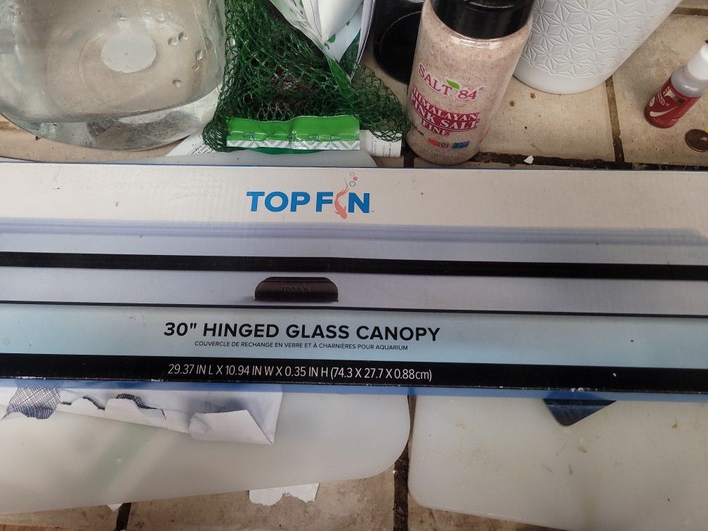30" Hinged Glass Canopy For 20,29,&30 Gl Aquariums