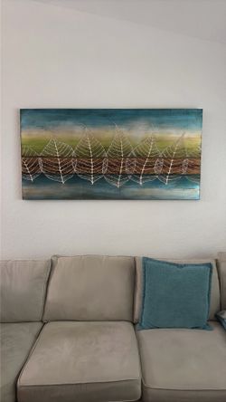 Large Framed Wall Art – Leaf Design