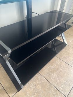 Black Glass 3-Tier TV Stand