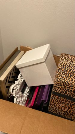Assorted picture frames, storage containers, etc