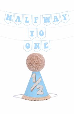 Baby half way to one banner and hat
