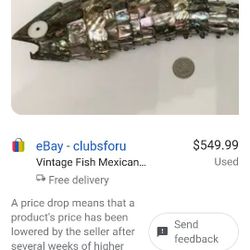 Vintage Mexican Silver And Abalone Articulated Fish Bottle Opener