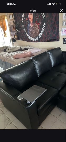 Black leather couch