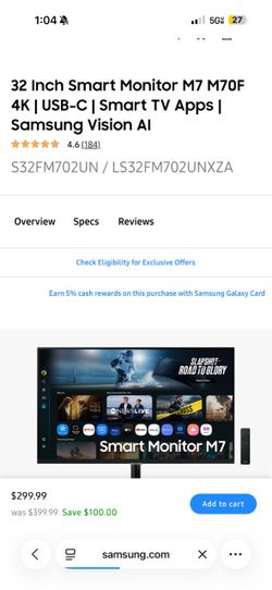 Samsung 32 inch smart monitor M7