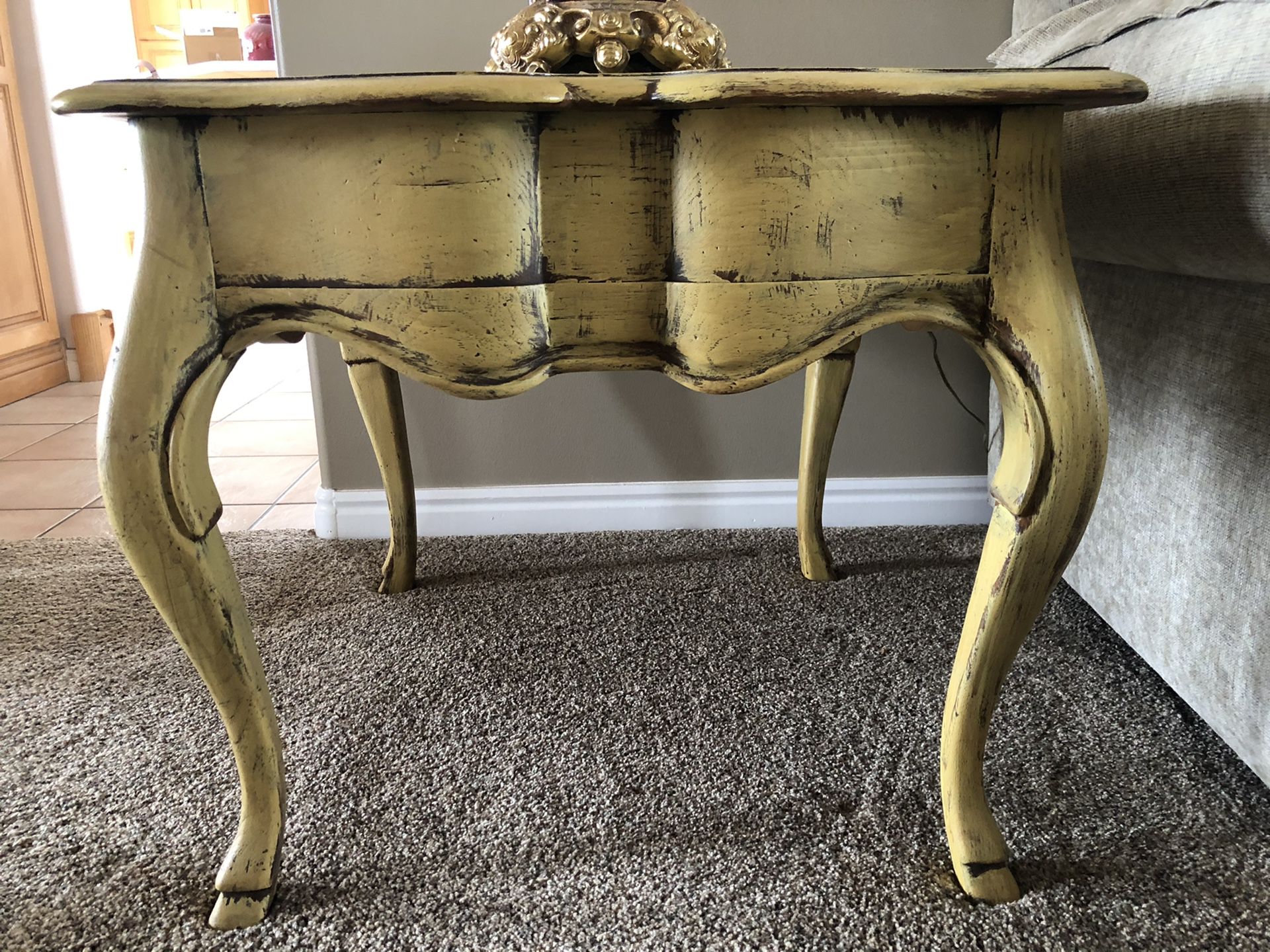 Beautiful Distressed Yellow End Table!