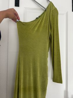 Olive Green One-Shoulder Long Sleeve Dress