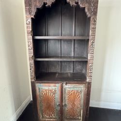 Bookcase- Unique, Solid Wood With Intricate Carving