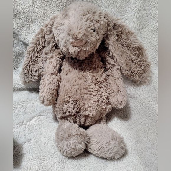 Jellycat Medium Bashful Bunny Plush Tan Beige White Cottontail Bunny Soft 12"