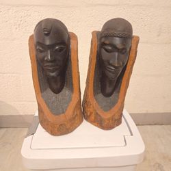 Two Hand Carved African Statues From Oak Wood