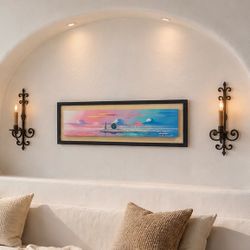 LARGE Original Fine Art Artist Fenton Laforest Signed Plaque Beach RARE Painting SD San Diego Artisan Vintage Collectible Pastel Color HILLCREST