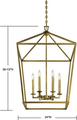 Brass Lantern Pendant Chandelier 6-Light