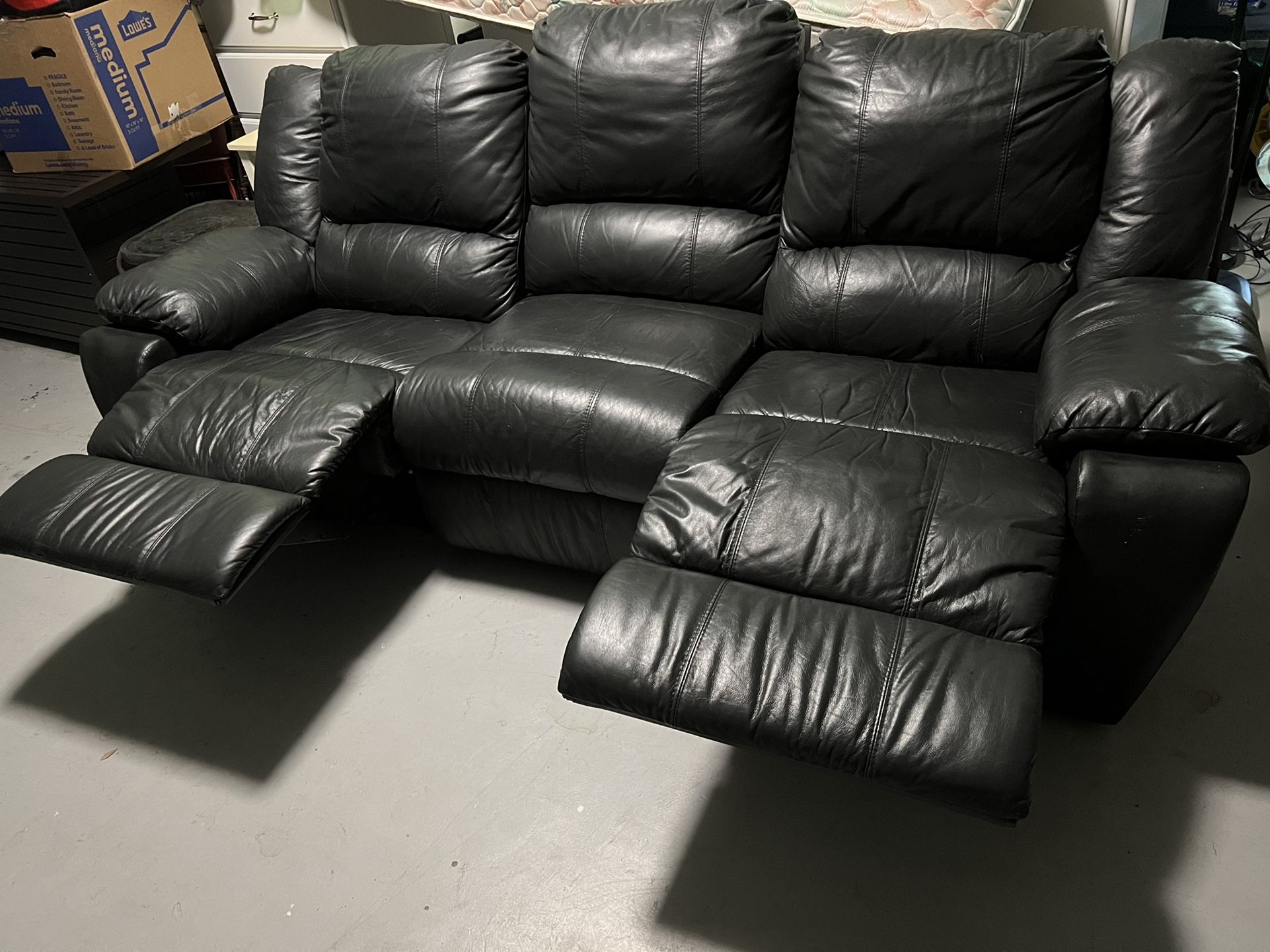 Black Leather Reclining Sofa
