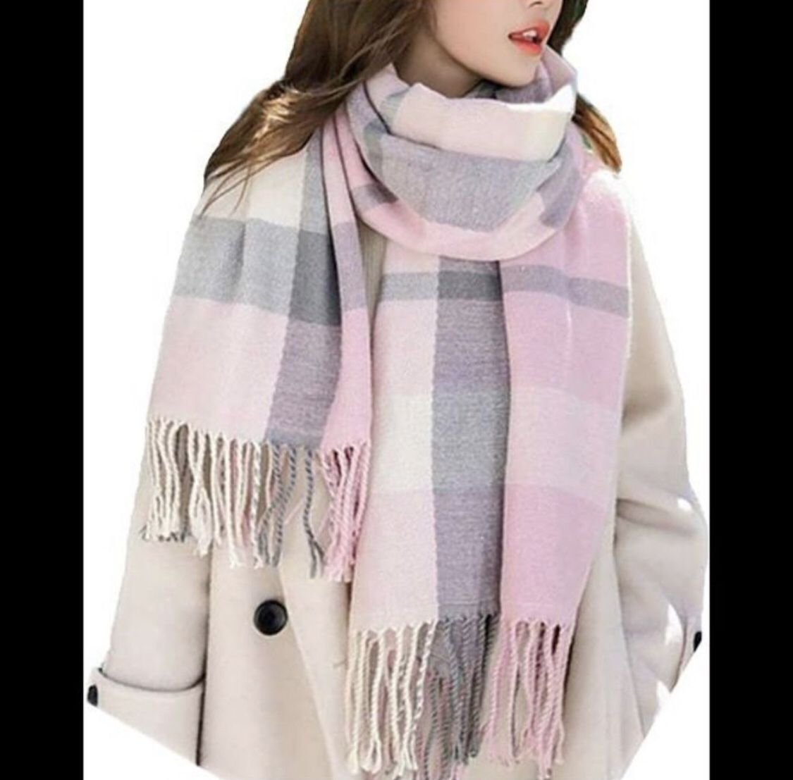 Women's Fashion Scarves Long Shawl Winter Thick Warm Knit Large Plaid Scarf