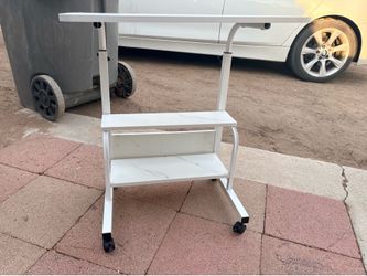 Rolling Adjustable Desk with Storage Shelves