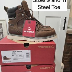 Wolverine Steel Toe Work Boots Sizes 9 And 11