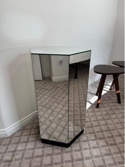 Mirrored hexagon plant stand or side table