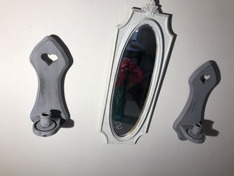 Mirror and candle holder set
