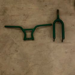 Metallic Green Bmx Bike Handle Bars With Matching Forks