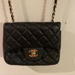 Lambskin Quilted Mini Square Flap 