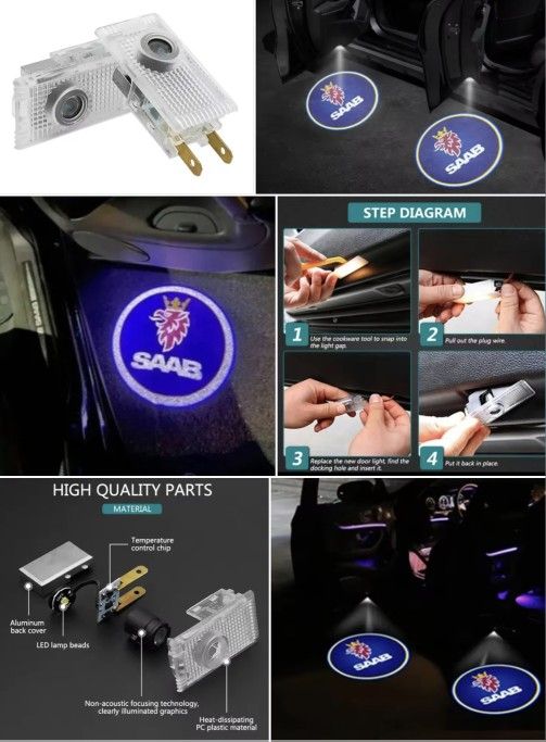 2 SAAB car Door Projector Puddle Welcome Lights PLUG & PLAY Shipping Available