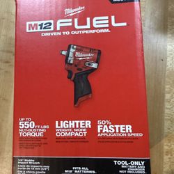 Milwaukee 12v Fuel 1/2” Impact Wrench 550 Breakaway Torque Tool Only New $180 Firm In N Lakeland 