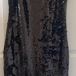 RACHEL ROY Formal Sequined Evening Gown Black Sleeveless w Fringe. SZ 0