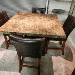 Marble Counter Height Dining Table + 4 Chairs