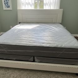 NEW BED FRAME KING SIZE WITH MATTRESS AND BOX SPRING