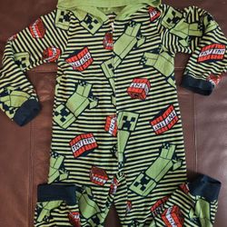 Minecraft onesie fleece pijama zip up size 10