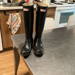 Hunter Tall Black Rubber Rain Boots 