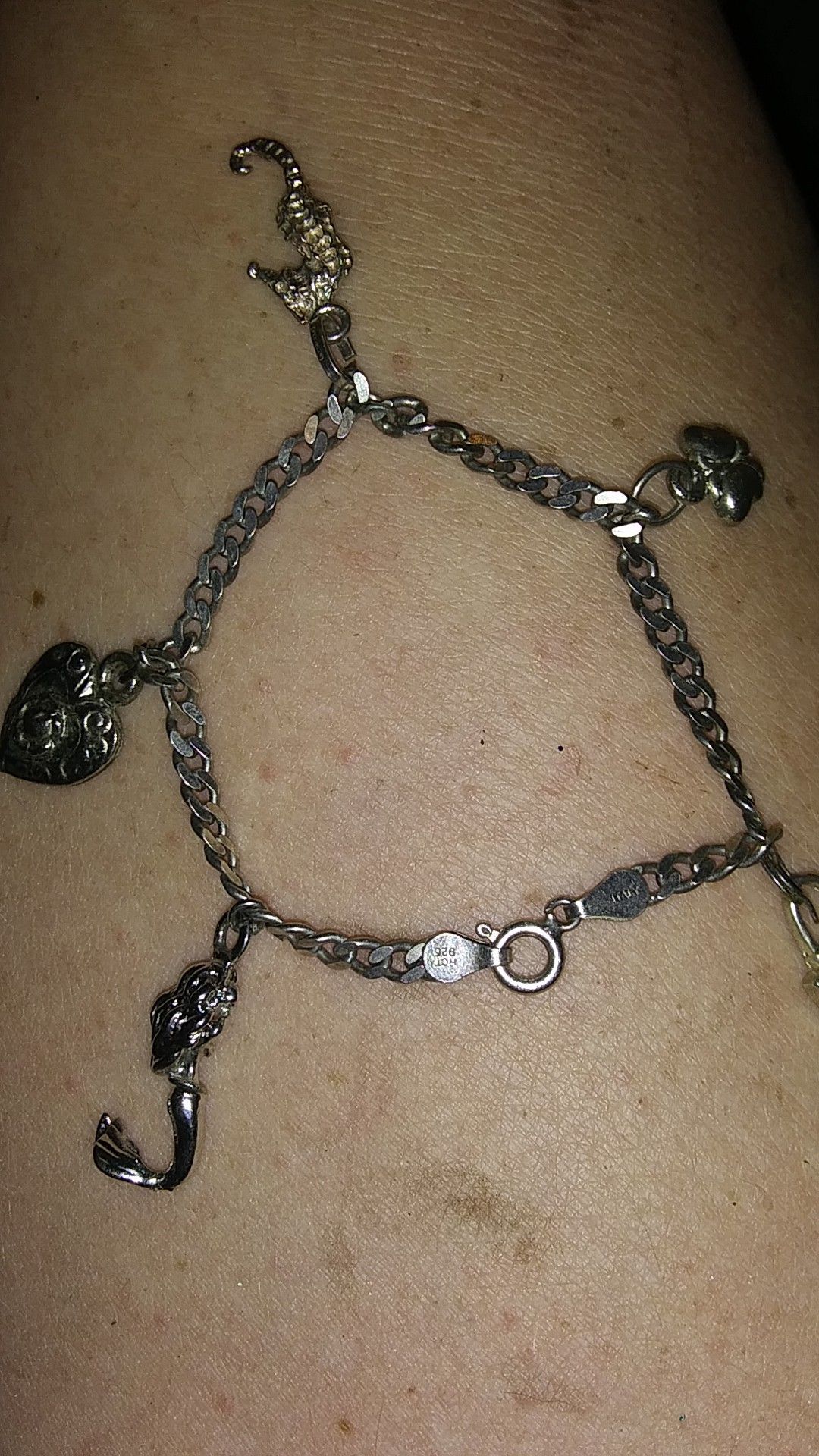 Sterling silver stamped italy charm bracelet