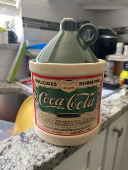 Coca-Cola Pine Green Moonshine Jug Cookie Jar