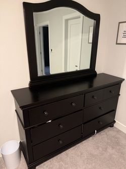 Black Wood Dresser with Mirror