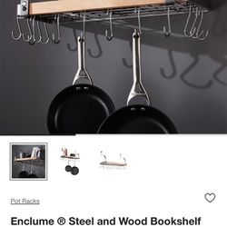 Enclume Steel And Wood Bookshelf / Wall Pot Rack