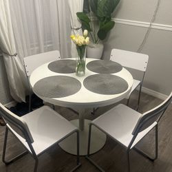 Dining White Table Set With 4 Chairs 
