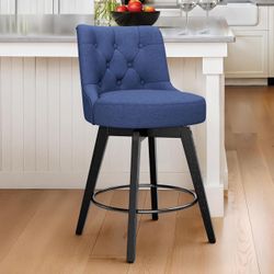 Swivel Counter Height Bar Stools, 26" H Barstools, Modern Counter Stools with Back and Solid Wood Legs, Upholstered Barstools Set Of 4