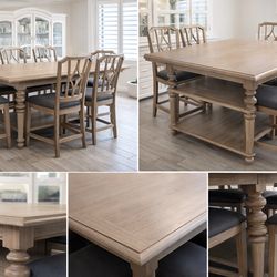 Solid Wood Dining Table with 8 Chairs + Leaf & Storage – Originally $2,400