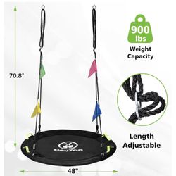 Tree Swing, 60 inch Larger Saucer Swing for Whole Family, 900lbs Weight Capacity, with Adjustable Hanging Straps, for Outdoor Backyard, Gifts for Kids