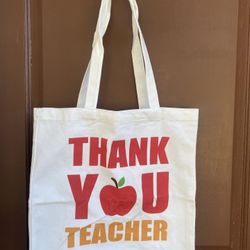 Thank You Teacher Canvas Book Tote Bag