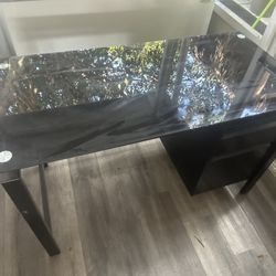 GLASS DESK WITH FILING CABINET $100