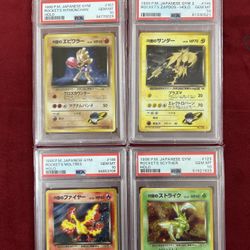 Hitmonchan, Moltres, Zapdos & Scyther PSA 10 