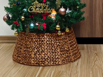 CENBOSS Rattan Christmas Tree Collar, Wicker Tree Skirt & Stand Base Cover (Brown Wash, 30 inch)