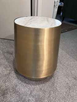 Gold metal/ white stone  side table