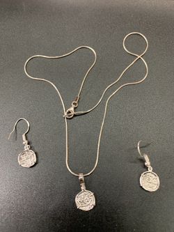 Atocha Coins Dangle Earrings with pendant and silver chain