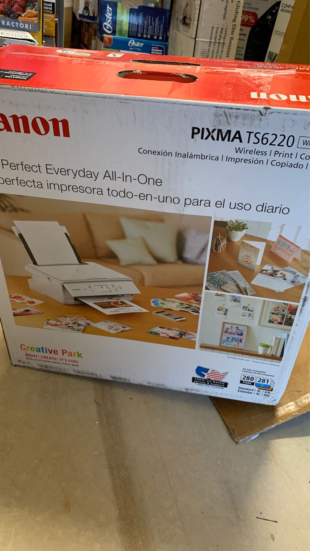 Canon 2986C002 PIXMA TS6220 Wireless All in One Photo Printer with Copier, Scanner and Mobile Printing, White