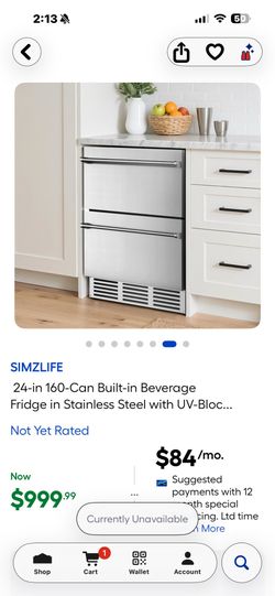 NEW 24” SIMZLIFE 2 DRAWER BEVERAGE COOLER WITH A FACTORY WARRANTY 7/25/26