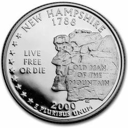 2000 Silver Proof Quarter New Hampshire