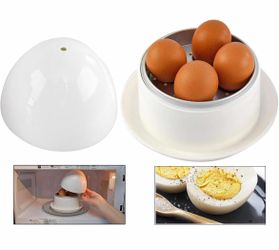 MICROWAVE EGG BOILER WITH SAUCER FOR HARD-BOILED OF SOFT-BOILED EGGS DISHWASHER SAFE UP TO 4 EGGS 
