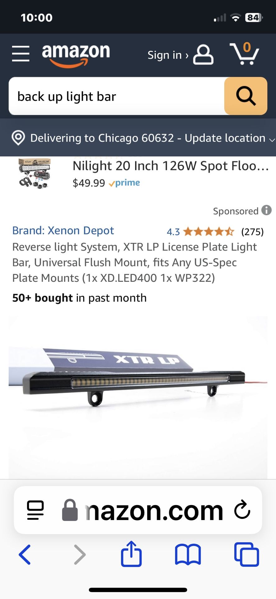 License plate reverse light
